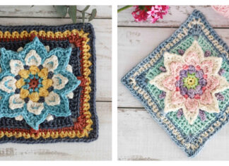 Lotus Flower Granny Square Free Crochet Pattern