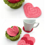 Rose Flower Coaster Set Crochet Pattern