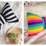 Striped Bow Pillow Free Crochet Pattern