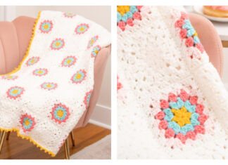 Raspberry Sprinkle Granny Square Blanket Free Crochet Pattern and Video Tutorial