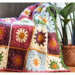 Sunny Blooms Flower Blanket Free Crochet Pattern