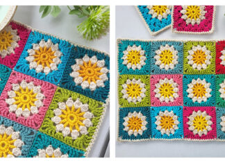 Sunny Daisy Placemat and Coaster Free Crochet Pattern