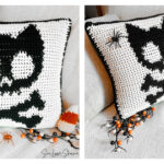 Halloween Cat Skull Pillow Free Crochet Pattern