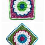12 Inches Dahlia Square Free Crochet Pattern