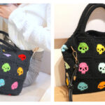 Skull Granny Square Bag Free Crochet Pattern and Video Tutorial