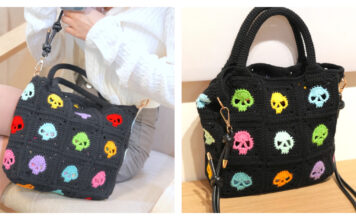Skull Granny Square Bag Free Crochet Pattern and Video Tutorial