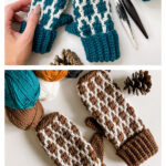 Modish Mosaic Mittens Free Crochet Pattern