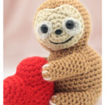 Sloth Hugging a Heart Amigurumi Free Crochet Pattern
