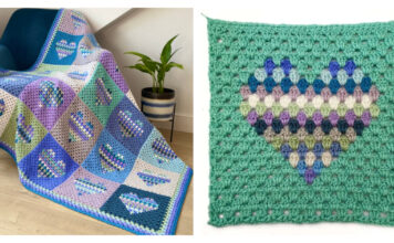 Heart Block Blanket Free Crochet Pattern