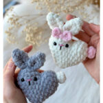 Plush Bunny Heart Keychain Crochet Pattern