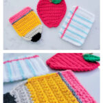Apple Pencil & Paper Coasters Free Crochet Pattern and Video Tutorial