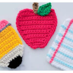Apple Pencil & Paper Coasters Free Crochet Pattern and Video Tutorial