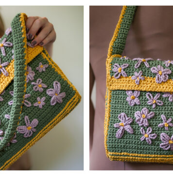 Embroidered Flower Bag Free Crochet Pattern