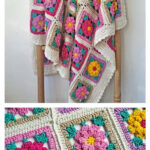Floral Granny Square Blanket Free Crochet Pattern