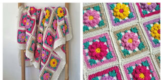 Floral Granny Square Blanket Free Crochet Pattern