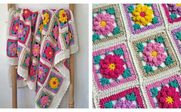 Floral Granny Square Blanket Free Crochet Pattern