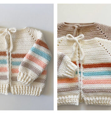 Stripes Baby Sweater Free Crochet Pattern and Video Tutorial