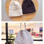 Bean Stripes Drawstring Pouch Free Crochet Pattern