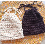 Bean Stripes Drawstring Pouch Free Crochet Pattern