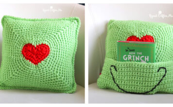 Grinch Heart Pillow Free Crochet Pattern
